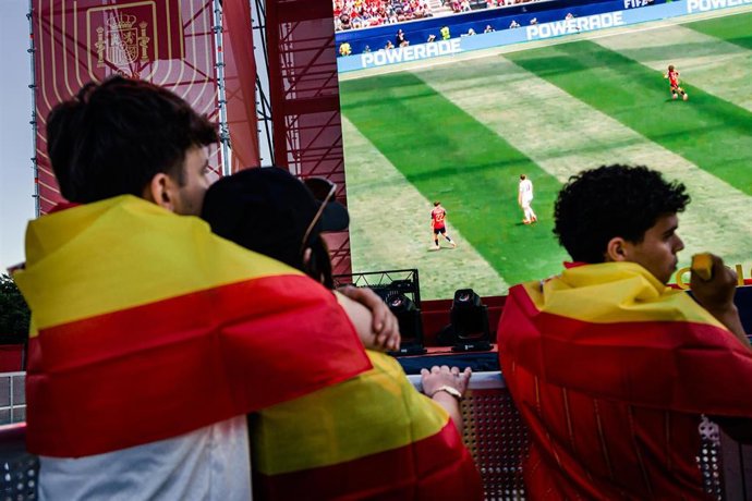Aficionados de la Selección Española durante el partido del Mundial de fútbol 2026.