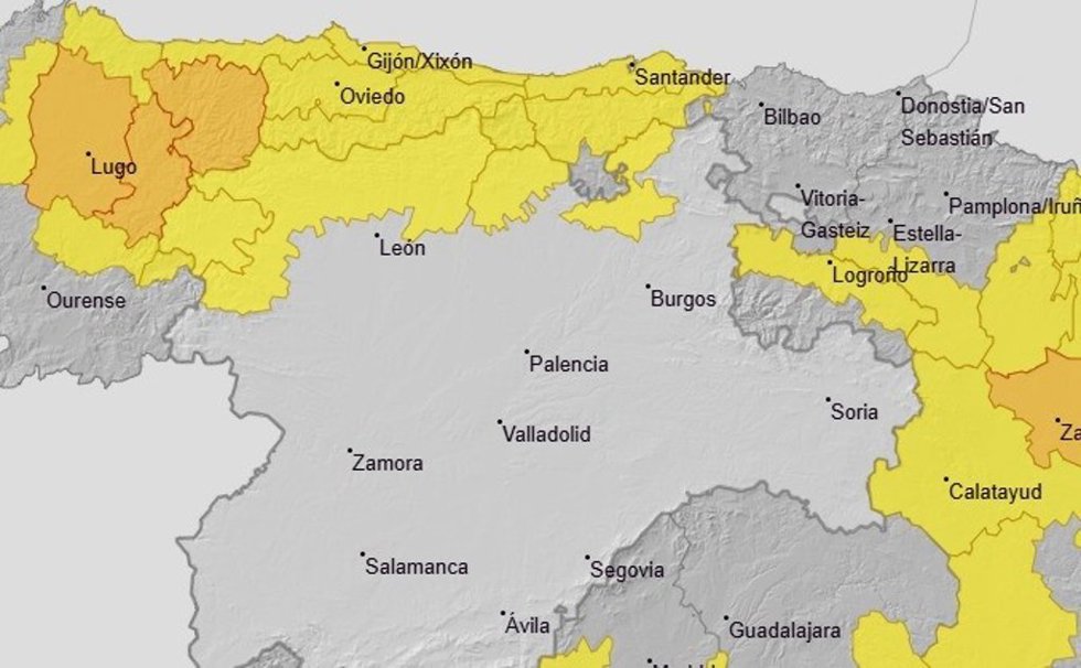 Las lluvias y tormentas pondrán este jueves en aviso a Burgos, León y Palencia