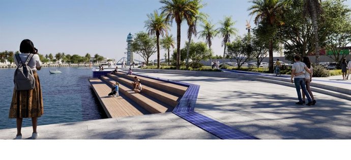 Imagen sobre el traslado del antiguo faro del Puerto de València a La Marina de la ciudad.