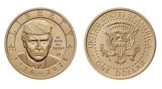Moneda conmemorativa del 250º aniversario de EEUU con la imagen del presidente, Donald Trump.    REMITIDA / HANDOUT por US TREASURY  Fotografía remitida a medios de comunicación exclusivamente para ilustrar la noticia a la que hace referencia la imagen,