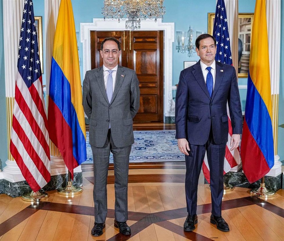 El vicepresidente electo de Colombia, José Manuel Restrepo, junto al secretario de Estado de Estados Unidos, Marco Rubio