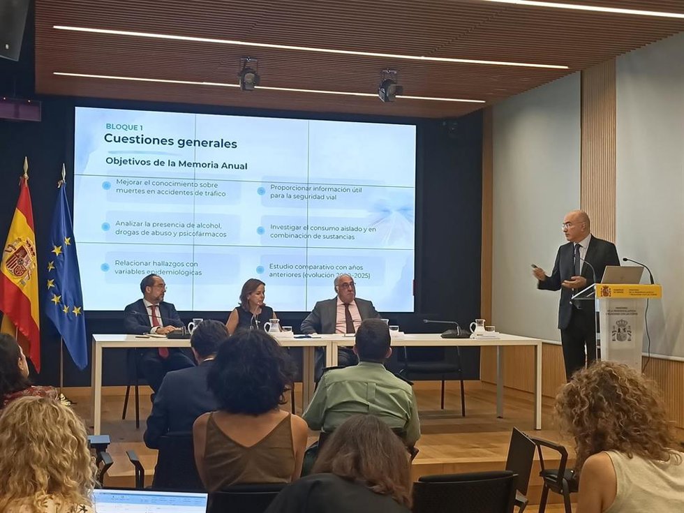 Presentación de la Memoria 2025 de hallazgos toxicológicos en víctimas de accidente de tráfico, del Instituto Nacional de Toxicología y Ciencias Forenses (INTCF).
