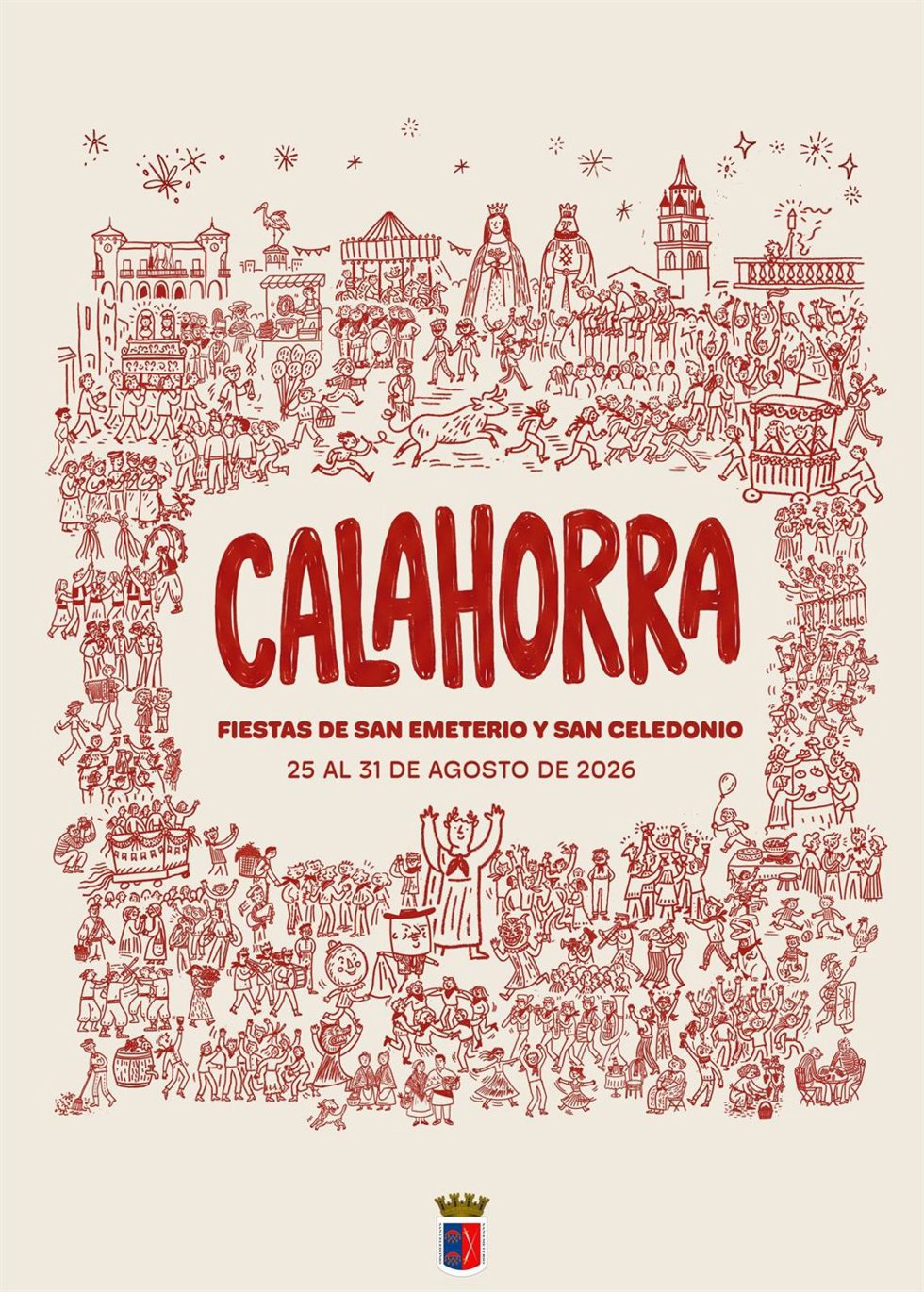 El cartel 'Caben todos', de Carlos Segundo, anunciará las fiestas patronales de agosto 2026 de Calahorra