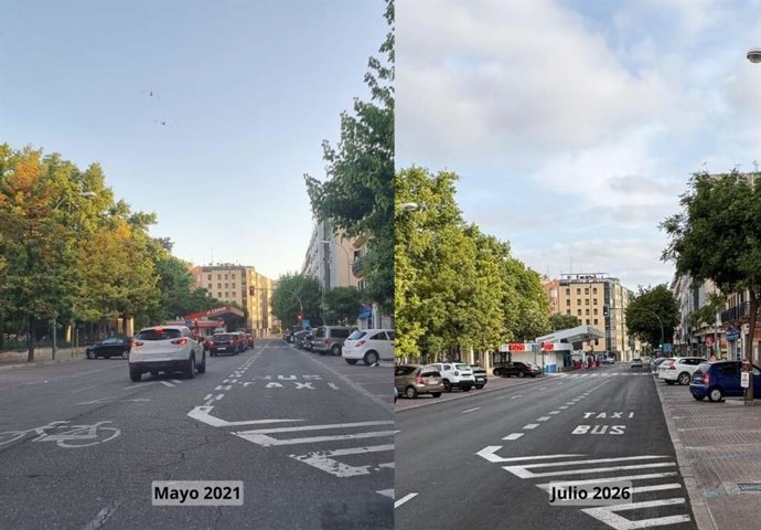 Carril bus-taxi en 2021 y 2026.