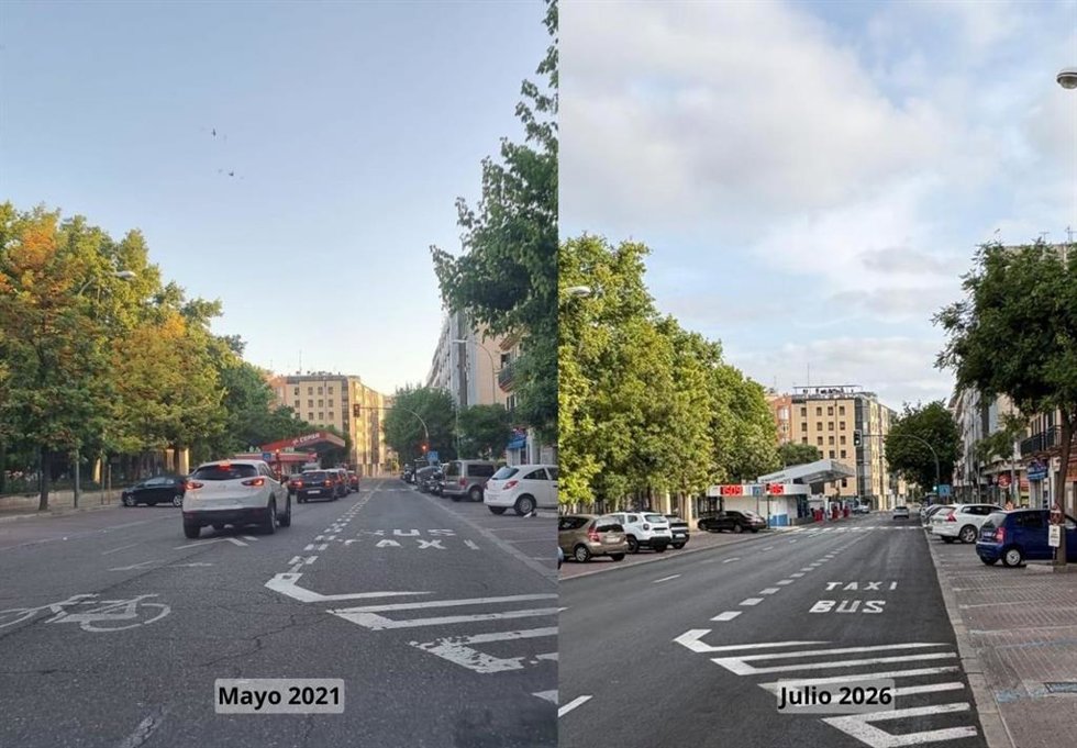 Carril bus-taxi en 2021 y 2026.