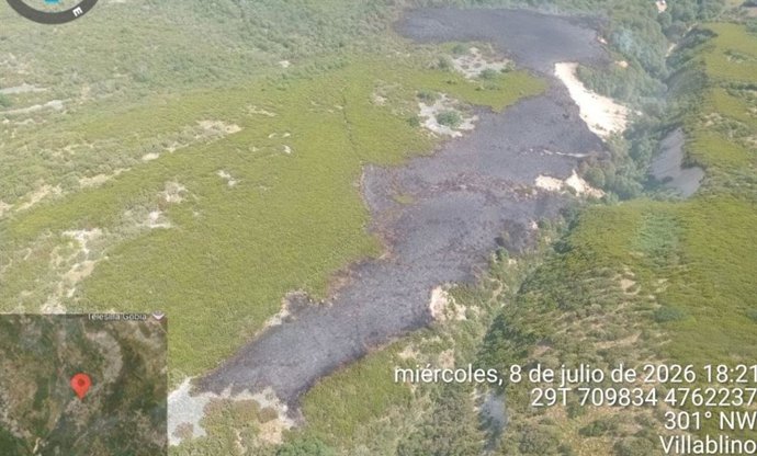 Situación del incendio en Caboalles de Abajo el pasado 8 de julio.