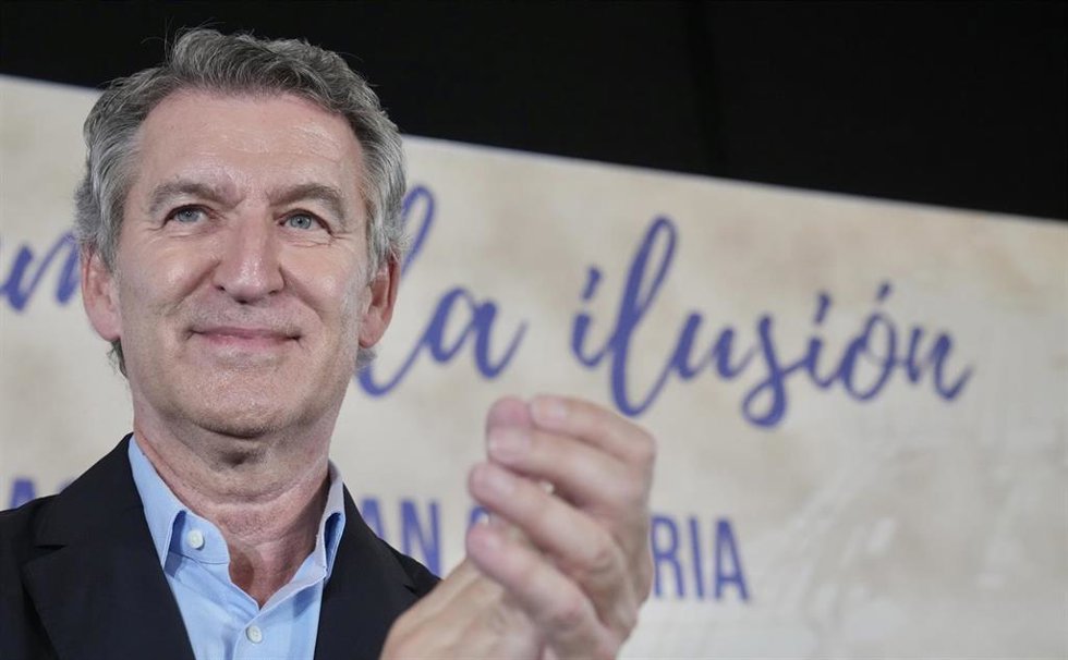 El presidente del PP, Alberto Núñez Feijóo, en un acto del PP en Las Palmas de Gran Canarias, a 16 de julio de 2027.