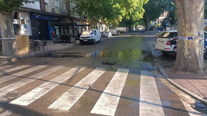 Avenida Ramón y Cajal de Valladolid, donde la rotura de una tubería provoca el corte de tráfico.