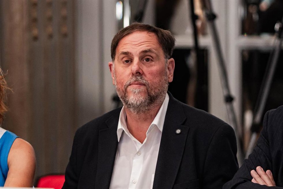 El presidente de ERC, Oriol Junqueras, durante la celebración de un desayuno informativo en el Hotel Mandarin Oriental Ritz, a 17 de julio de 2026, en Madrid (España).