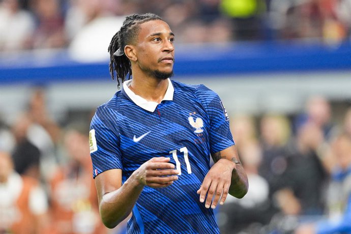 July 14, 2026, Arlington, Texas, United States: Michael Olise of France looks on during a FIFA Men's World Cup 2026 semi-final football match between France and Spain at Dallas Stadium, in Arlington on July 14th 2026