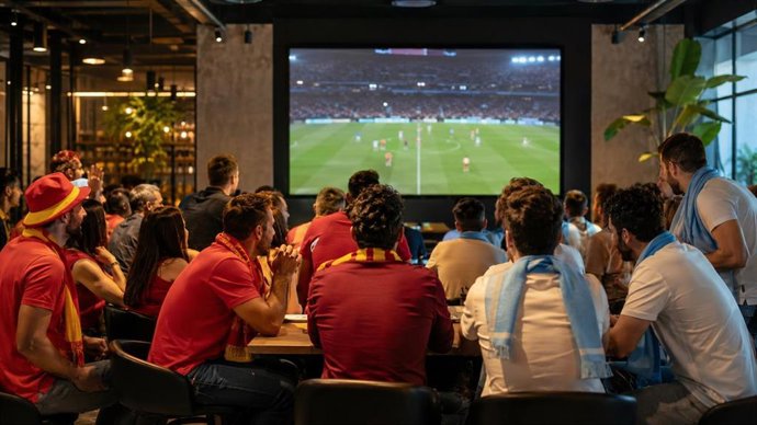 Aficionados viendo el partido