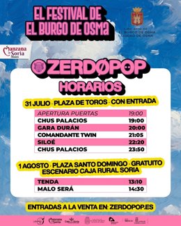 Los horarios del ZerdoPop de El Burgo de Osma (Soria), con Siloé como estrella, ya disponibles