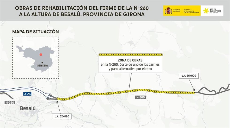Mapa de la zona en la que se realizarán las obras
