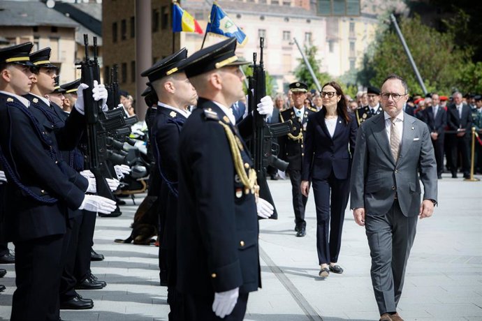 El Jefe De Gobierno, Xavier Espot, Y La Ministra De Justicia E Interior, Ester Molné, Durante El Acto De La Patrona De La Policía.