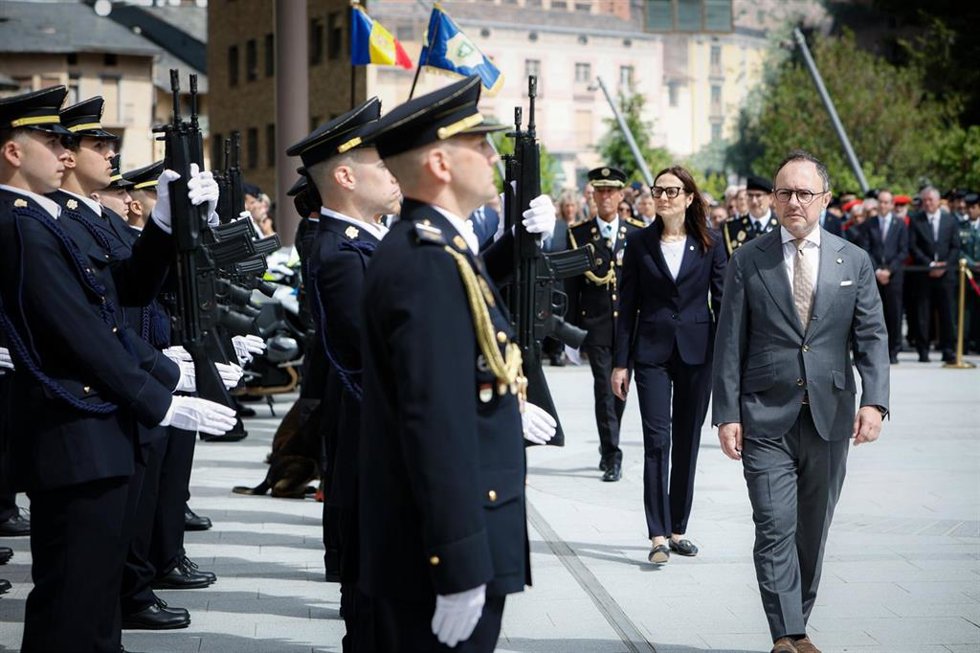 El Jefe De Gobierno, Xavier Espot, Y La Ministra De Justicia E Interior, Ester Molné, Durante El Acto De La Patrona De La Policía.