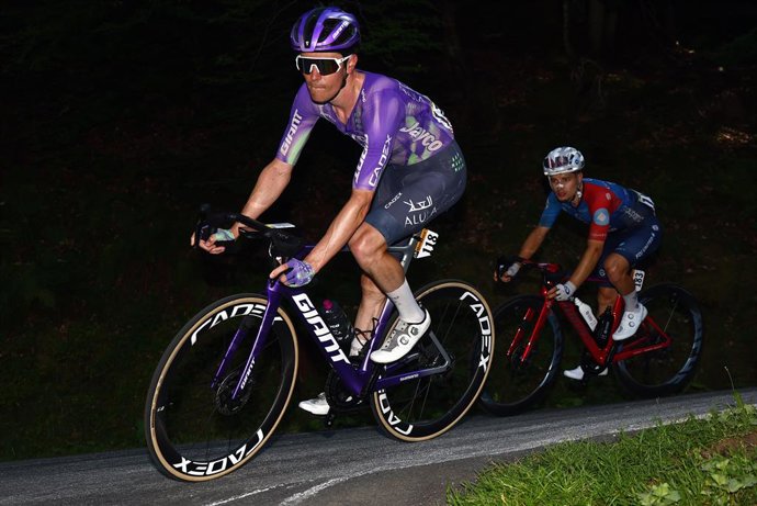 July 14, 2026, Le Lioran, France: Swiss Mauro Schmid of Team Jayco AlUla pictured in action during the stage 10 of the 2026 Tour de France cycling race, a stage of 167km from Aurillac to Le Lioran, on Tuesday 14 July 2026. The 113th edition of the Tour de