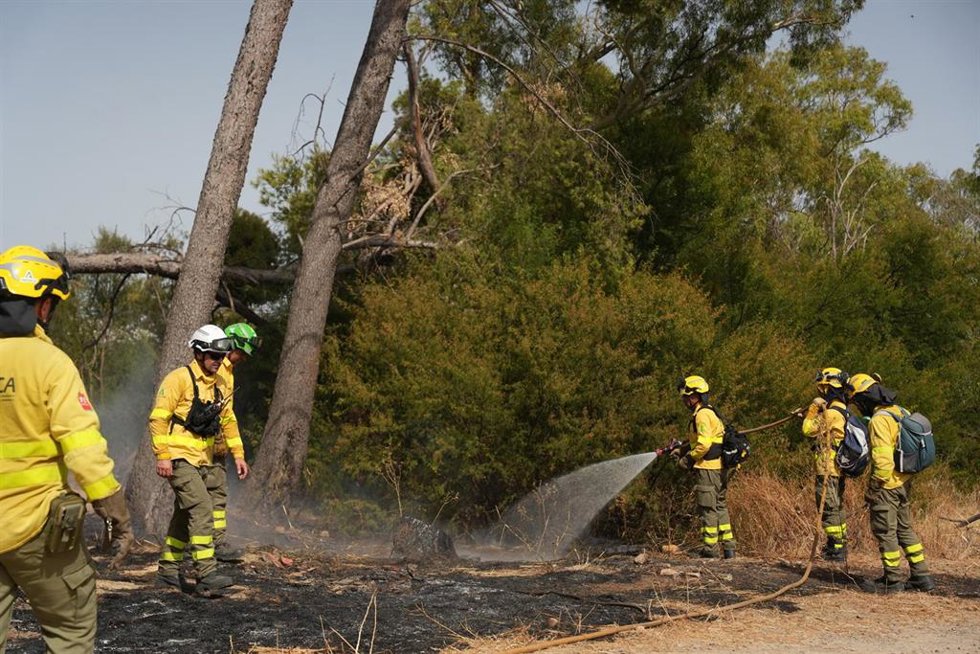 Labores de control de un incendio en Camas (Sevilla)