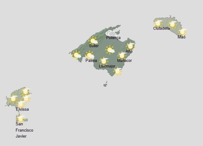 Mapa de la previsión meteorológica de la Aemet para este 18 de julio.