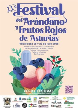 Cartel del Festival del Arándano y los Frutos Rojos de Villaviciosa.