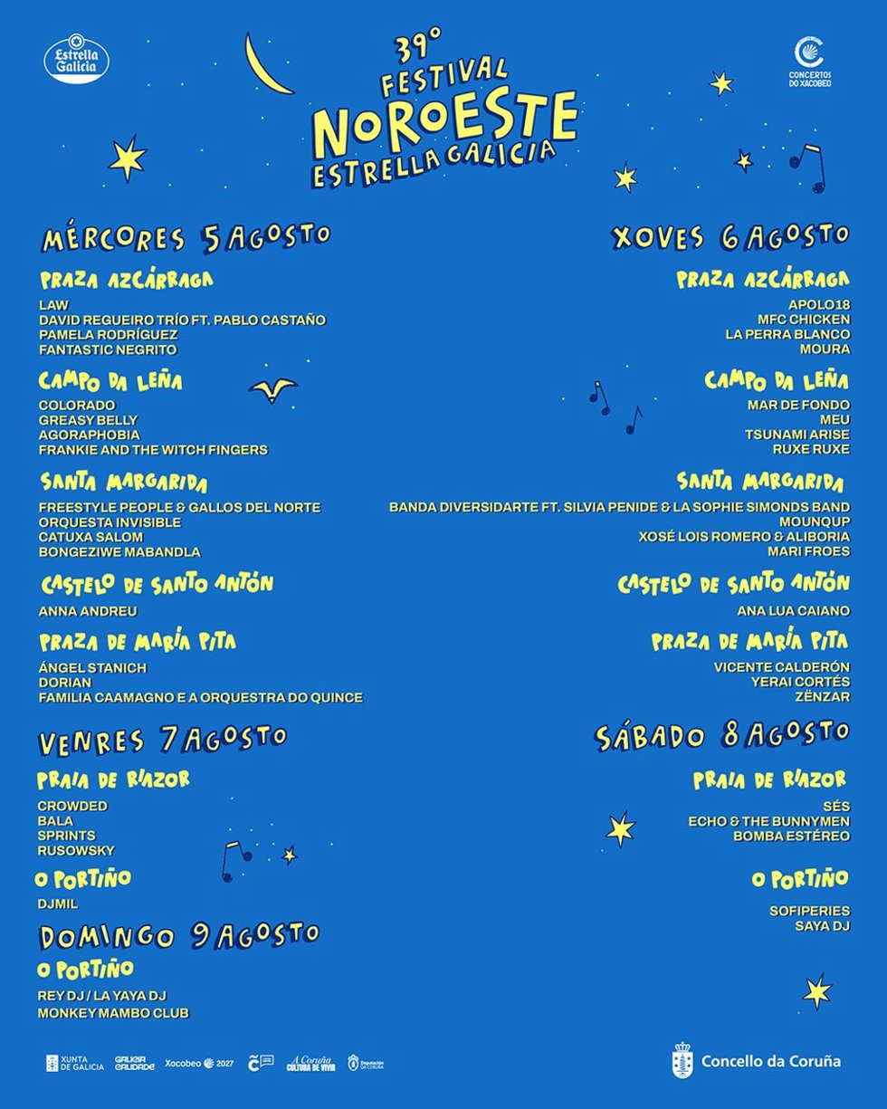 El Festival Noroeste, que se celebrará del 5 al 8 de agosto en A Coruña, presenta su programación por días