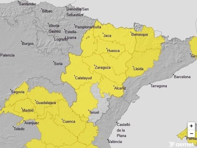 Avisos por temperaturas máximas para el domingo día 19 de julio en Aragón.