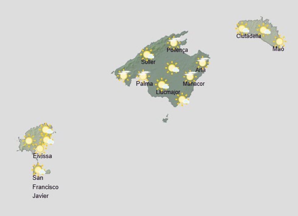 Mapa del tiempo en Baleares para este 19 de julio.