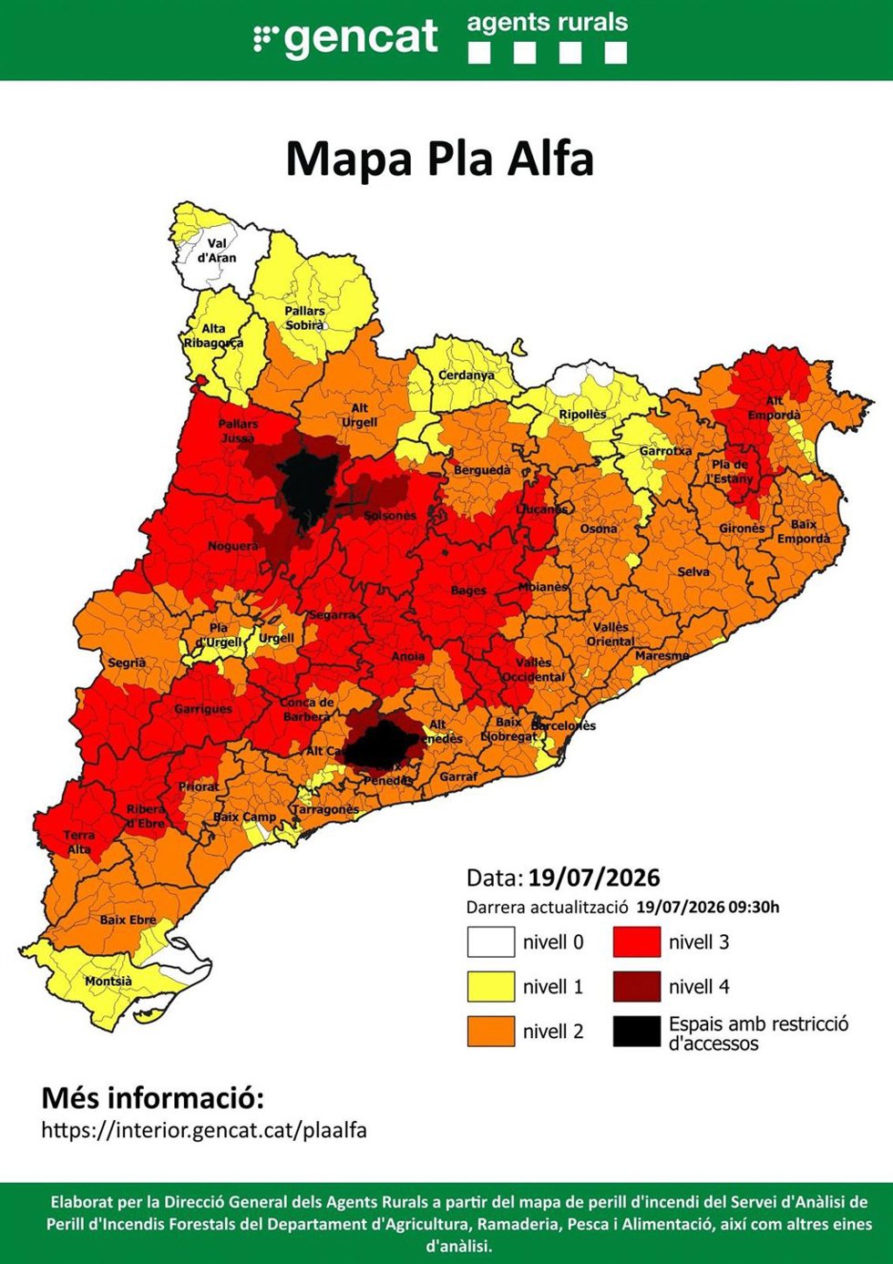 Mapa del Plan Alfa para este domingo