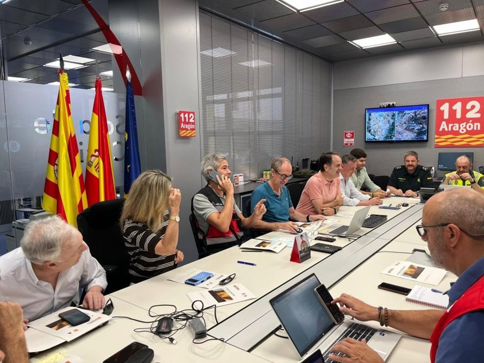 Eunión del CECOPI este domingo por la mañana en la sala de crisis del 112.