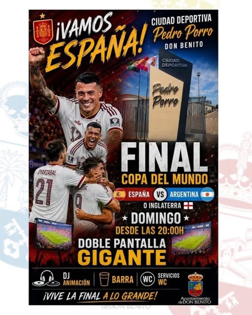 Cartel para ver la final del Mundial en Don Benito
