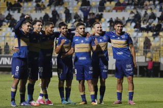 Futbol, Everton vs Deportes Copiapo Fecha 4, Copa Chile 2026. El jugador de Everton, Braian Martinez, celebra tras marcar un gol contra Deportes Copiapo, durante el partido de Copa Chile realizado en el estadio Sausalito de Vina del Mar,