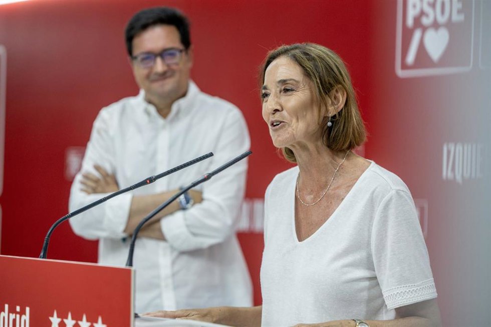 La candidata socialista que concurrirá a la Alcaldía de Madrid en 2027, Reyes Maroto, y el candidato socialista a la Comunidad de Madrid, Óscar López, a 19 de julio de 2026, en Madrid (España)