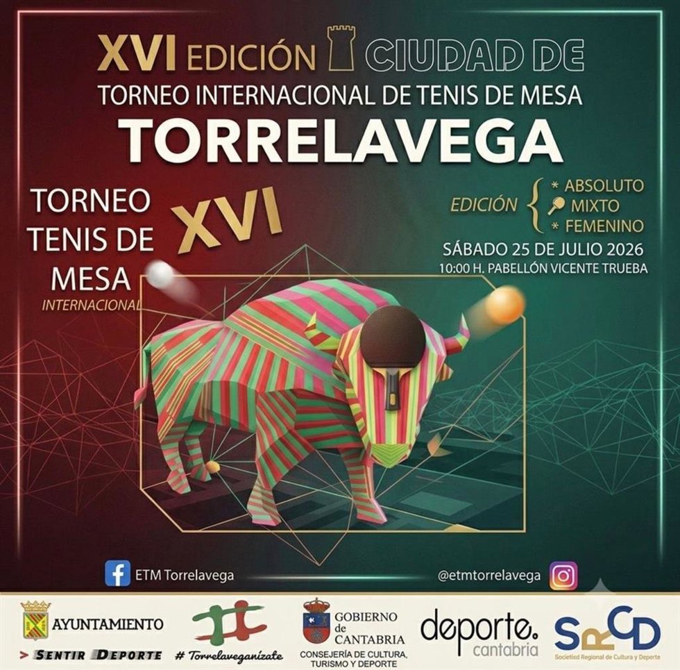 El torneo internacional de tenis de mesa ciudad de Torrelavega reunirá a 120 jugadores