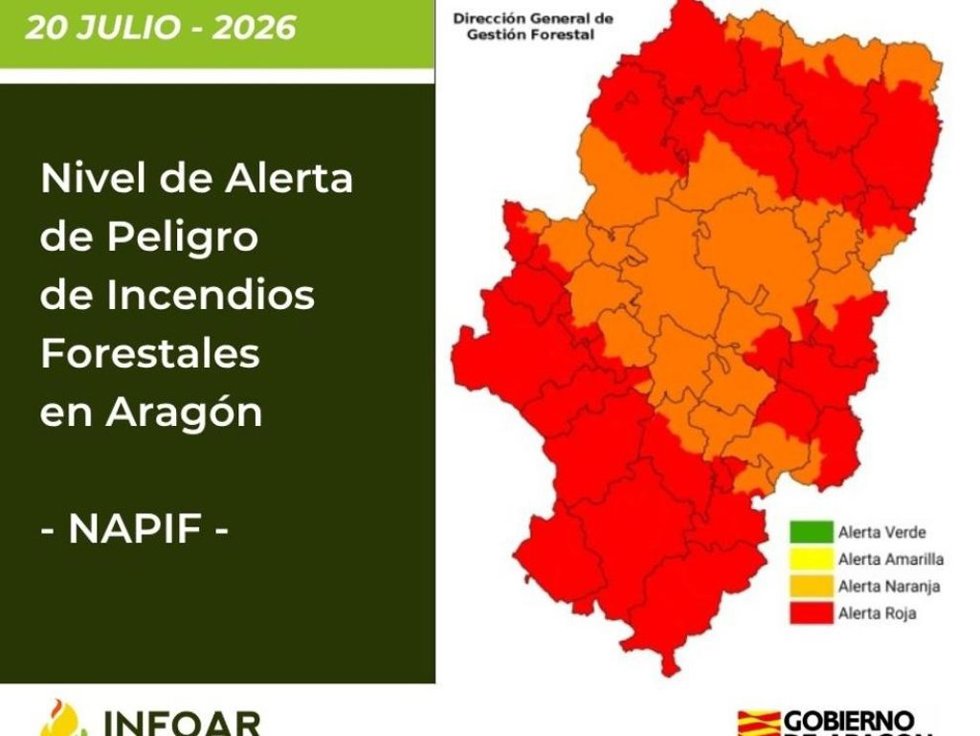 Nivel de Alerta por Riesgo de Incendios Forestales para este lunes 20 de julio