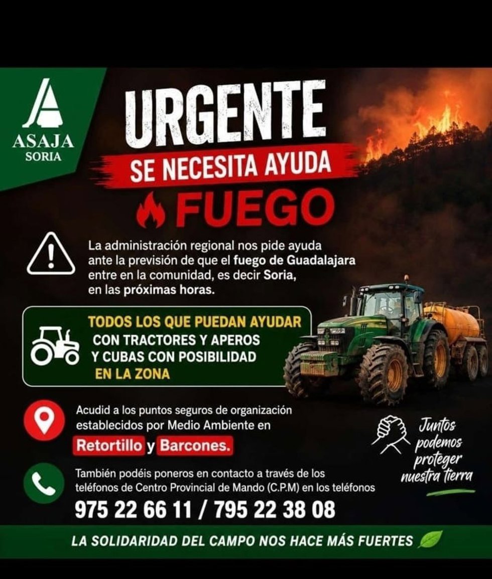Cartel del llamamiento realizado por Asaja Soria para defender el límite de la provincia con Guadalajara.