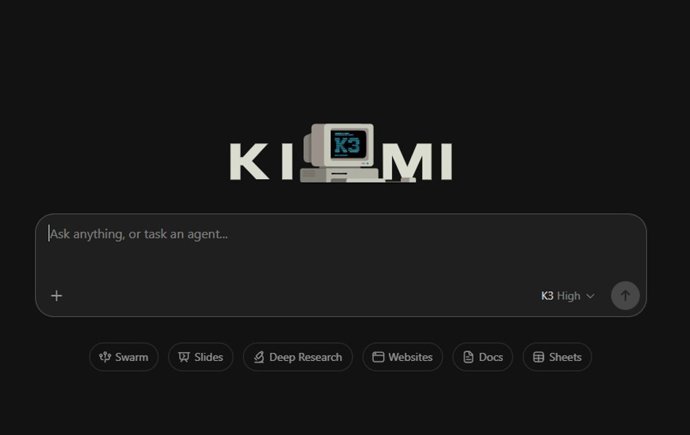 Interfaz del chatbot Kimi con el modelo Kimi K3