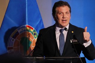 Archivo - Santiago 26 de abril 2017 El presidente de la CONMEBOL, Alejandro Domínguez, durante el  67 Congreso Ordinario organizado por la Confederacion Sudamericana de Futbol CONMEBOL. Ramon Monroy/Photosport