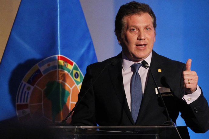 Archivo - Santiago 26 de abril 2017 El presidente de la CONMEBOL, Alejandro Domínguez, durante el  67 Congreso Ordinario organizado por la Confederacion Sudamericana de Futbol CONMEBOL. Ramon Monroy/Photosport