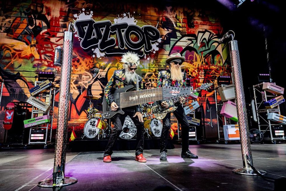 El grupo estadounidense ZZ Top durante una actuación en las Noches del Botánico, a 20 de julio de 2026, en Madrid (España). El trío de blues rock y hard rock formado en Houston (Texas) en 1969 ha vendido más de cincuenta millones de discos y entre sus álb