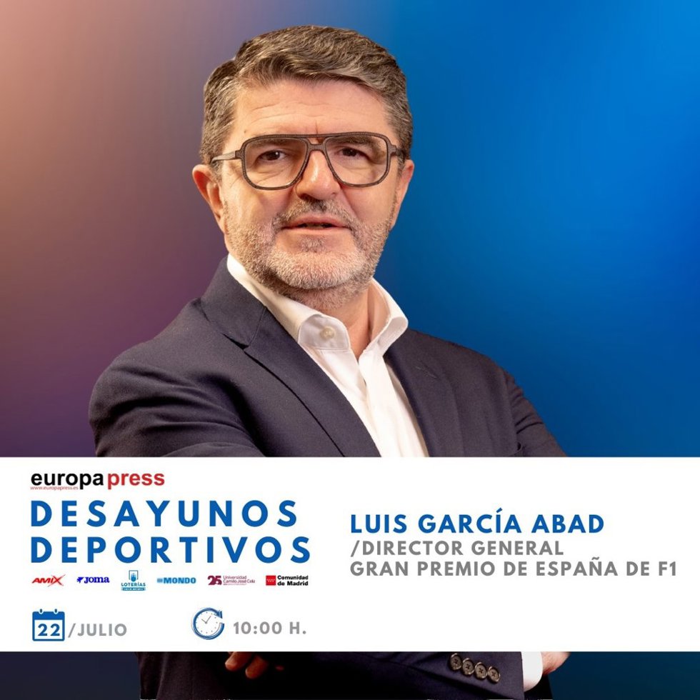 El director general del Gran Premio de España de F1, Luis García Abad, y el retorno del 'gran circo' a Madrid 45 años después serán los protagonistas este miércoles en los Desayunos Deportivos de Europa Press.