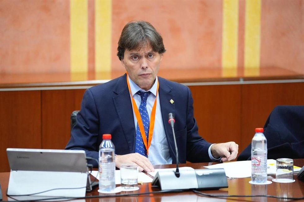 Archivo - El presidente de AUPA y rector de la UPO, Francisco Oliva, en la comisión parlamentaria de la LUPA. (Foto de archivo).