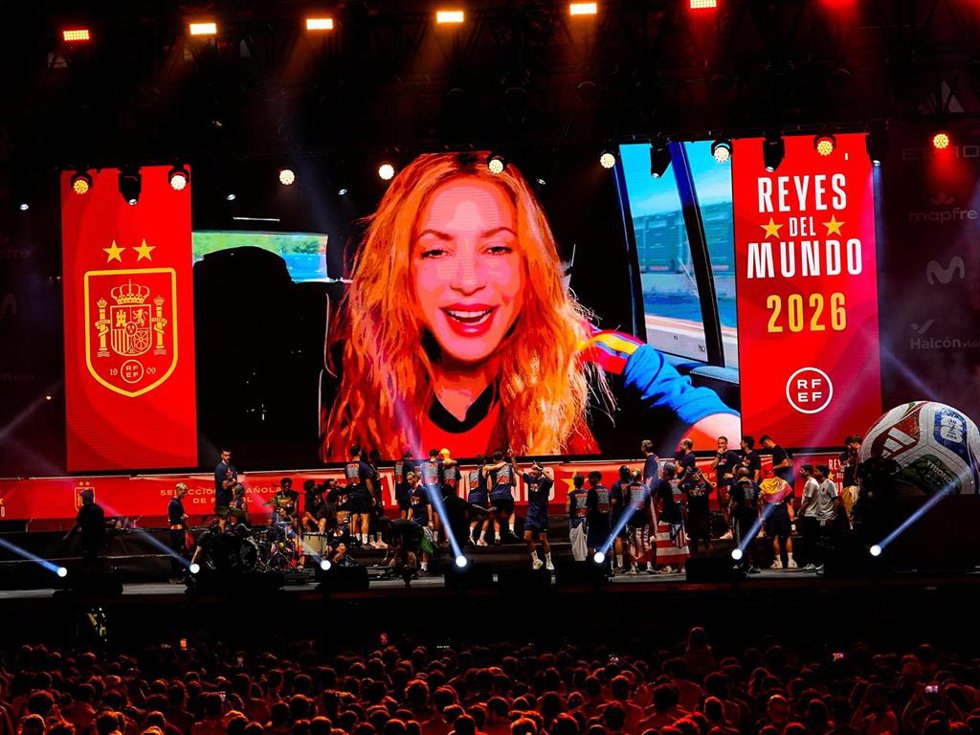 Shakira ha mandado un mensaje a la Selección durante la celebración del Mundial en Cibeles