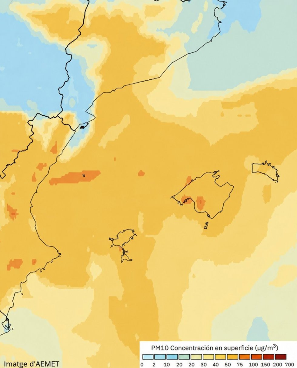Imagen de polvo en suspensión en Baleares