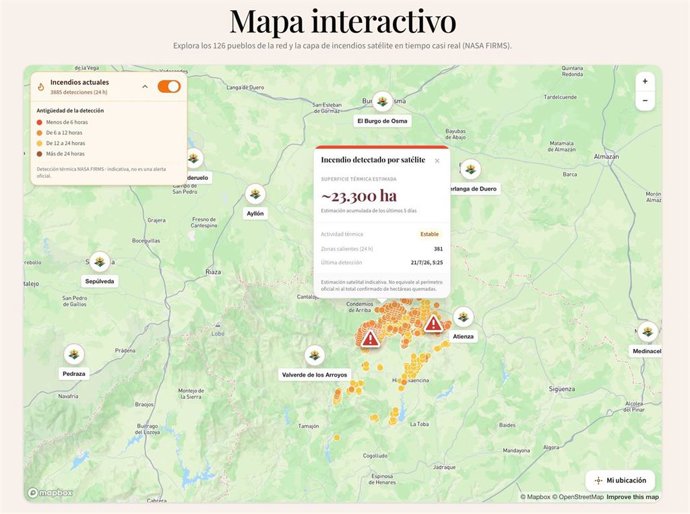 Los Pueblos Más Bonitos incorporan el seguimiento de incendios a sus mapas, con alertas y actualizaciones.