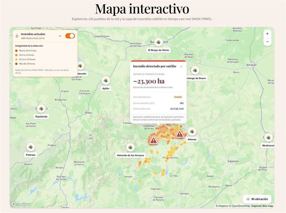 Los Pueblos Más Bonitos incorporan el seguimiento de incendios a sus mapas, con alertas y actualizaciones.