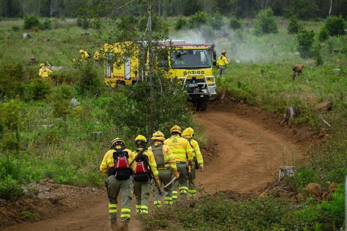 Simulacro de incendio forestal en la zona de Las Calderetas