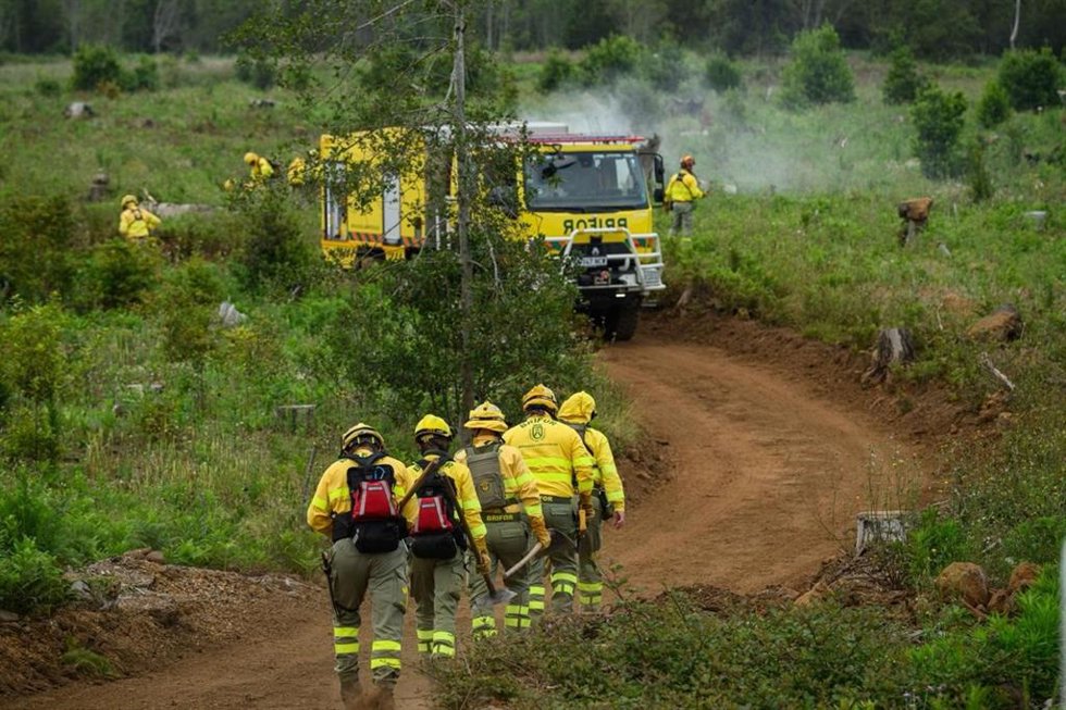 Simulacro de incendio forestal en la zona de Las Calderetas