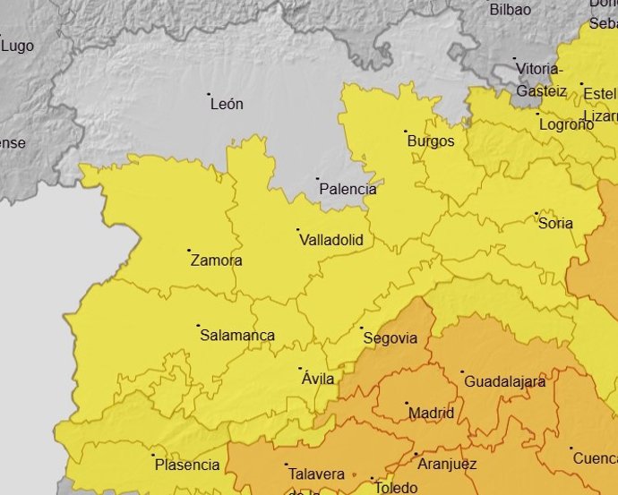Avisos meteorológicos vigentes el día 22 de julio de 2026 en Castilla y León.