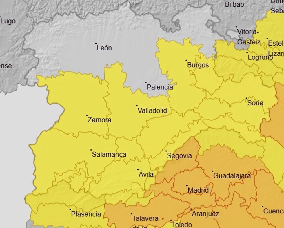 Avisos meteorológicos vigentes el día 22 de julio de 2026 en Castilla y León.