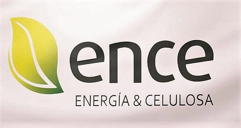 Archivo - Panel con el logo de Ence