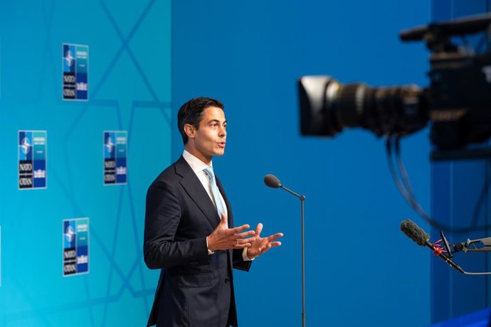 8 de julho de 2026, Ancara, Antuérpia, Turquia: ANCARA, TURQUIA - 08/07/2026..O secretário-geral Mark Rutte e os chefes de governo dos países membros da OTAN chegam ao Complexo Presidencial de Bestepe, em Ancara, para o segundo dia da cúpula em Ancara.